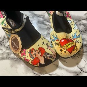 Cute tattooed non slip Mary Jane shoes